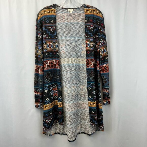 Eyeshadow Womens Cardigan Sweater Multicolor Southwestern Open Front Flyaway S - Picture 1 of 11
